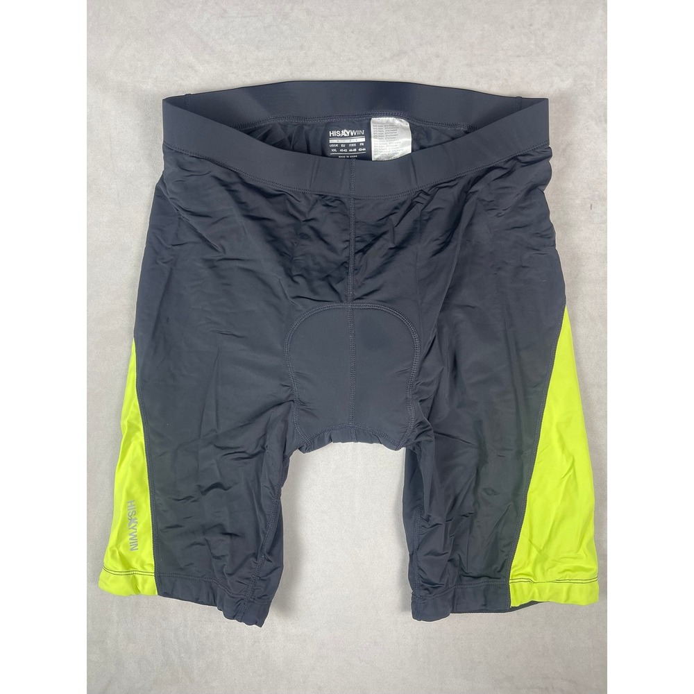 Hiskywin Mens XXL Padded Cycling Shorts Black Neon Yellow 3D Gel Chamois Bike‎